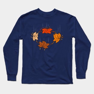 Funny Kawaii Fall Season Autumn Leaves Extreme Sports Free Falling Cartoon Long Sleeve T-Shirt